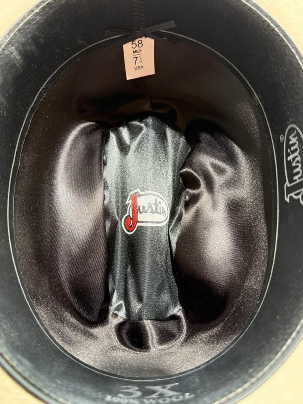 Justin Laredo 3X Silverbelly Wool Cowboy Hat 7 1/4 - Picture 5 of 5